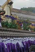 Holy Week in Guatemala: Procession on Jesus Nazarene of the Mercy on Palm Sunday in Antigua Guatemala