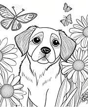 An Unhappy Dog Coloring Page for dog lovers
