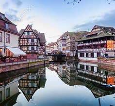 New Year's Day in Strasbourg. District Petite France