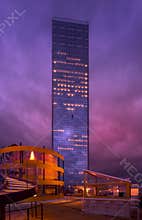 Incity tower in La Part-Dieu district in Lyon at dusk