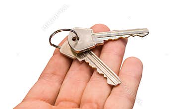 Real estate concept. Two keys on a palm. png transparent
