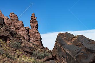 Archaeological formation of the desertic and arid Jurassic period of the Talampaya Canyon,