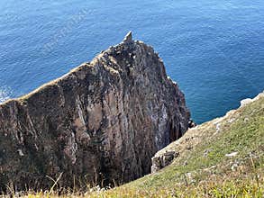 Shkota Island in September in sunny weather. Russia, Vladivostok city