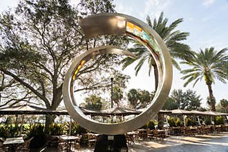 Landscape of the Beach Blvd in downtown of St. Petersburg through the street  sculpture