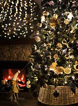 Decorated christmas interior at home.