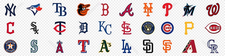 Vinnitsa, Ukraine - December 27, 2022: MLB league sport baseball team logo set