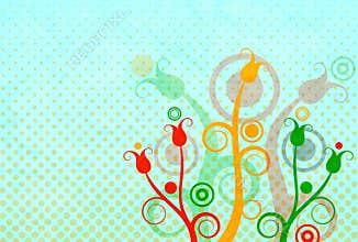 Retro Flowers With Dots