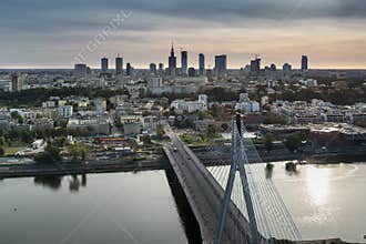 Sundown over Warszawa city, Poland