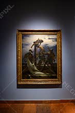 Collection of paintings and sculpture in Hungarian National Gallery in Budapest, Hungary