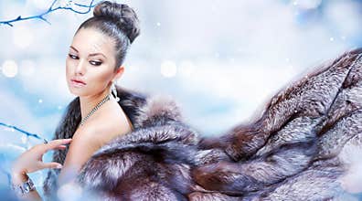 Girl in Luxury Fur Coat