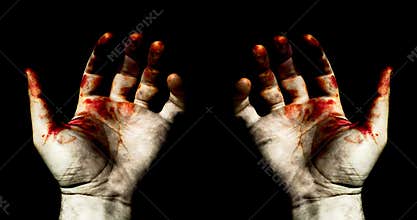 Hands in blood