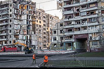 Residential high-rise building destroyed by russian cruise missile