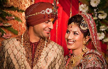 Indian bride and groom