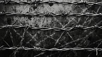 A black and white photo of barbed wire texture