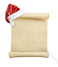 Blank christmas scroll witch Santa hat