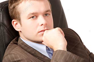 Thinking young business man