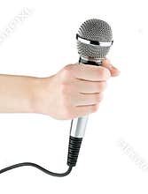 Hand with microphone
