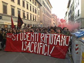 Students in a manifestation in Florence, italy