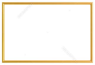 Golden metal photo frame isolated on white