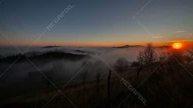 Sea of clouds at sunset