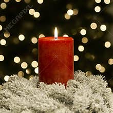 Christmas Candle Red Tree Lights Flame Flicker