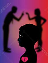 Couple Fighting Affects Kids Children Illustration