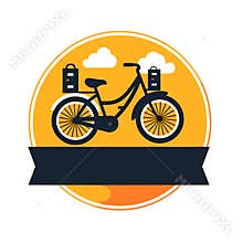 Bicycle sales and service. Bicycle rental. Bicycle parking zone. cartoon vector illustration. label, sticker, t-shirt printing