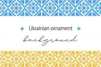 Ukrainian vector background, banner, poster.Traditional folk, ethnic ornament. Border in yellow and blue Ukrainian flag