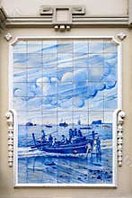 Azulejo of old building in Funchal, Madeira, Portugal