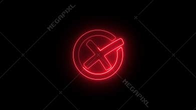 Animated neon x mark icon set, glowing cancel, error, and close symbol animation bundle for digital ui, video overlays, vj loops,