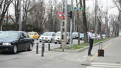 Confused man looking at the city map