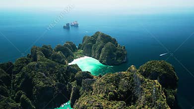 Drone Video of Stunning Maya Bay in Ko Phi Phi With Lush Green Cliffs