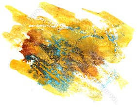 splash blue, yellow paint blot watercolour color water ink isola