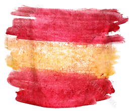 splash paint blot yellow, red spain, flag watercolour color wate
