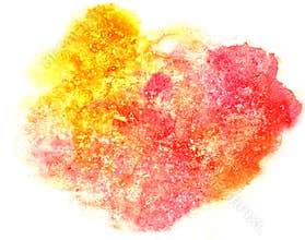 splash red, yellow paint blot watercolour color water ink isolat