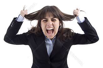 Business woman screaming