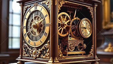 A meticulously crafted automaton, gleaming brass and polished Generative AI