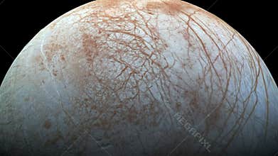 View of the complex surface features on Europa, Jupiter\'s icy moon
