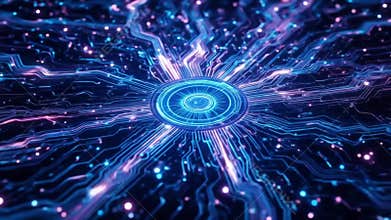 Neon Circuit Core - 4K Futuristic Motherboard with Glowing Energy Nodes for Tech & Sci-Fi Aesthetics