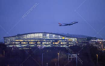 Take off at night from Heathrow airport