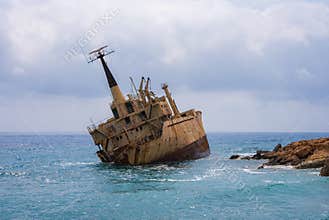 Edro III Shipwreck Near Rocky Coastline in Cyprus