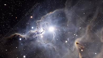 Ethereal Nebula Cloudscape: Cosmic Dust and Stellar Light in Deep Space