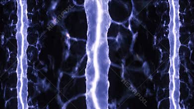 Dynamic Neural Network: Abstract Blue Electric Arcs and Connections Flowing in Dark Space