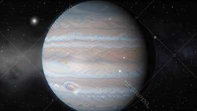 Mesmerizing Gas Giant Planet Rotation in Starry Deep Space with Dynamic Swirling Cloud Formations
