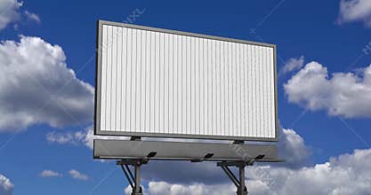 4k Resolution Video: Advertising And Branding Concept. Blank Outdoor Billboard Against Bright Sky With Moving Clouds