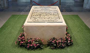 Grave of Ferdowsi Inside His Mausoleum. Part of the Ferdowsi Tomb Complex, Mashhad, Iran.