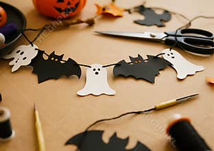 Creative Halloween Craft Supplies: DIY Decorations with Ghosts, Bats, and Pumpkins