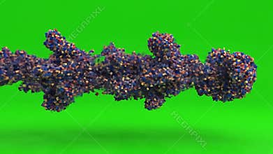 Dynamic Stream of Colorful Abstract Particles Flowing Across a Green Screen Background
