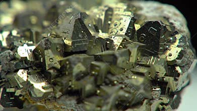 Pyrite Cluster Close-Up: Sparkling Metallic Mineral Formation Detail