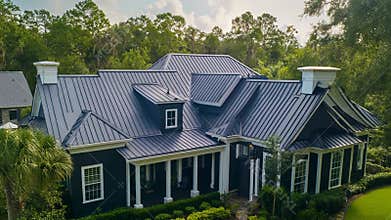 Modern house featuring a standing seam metal roof